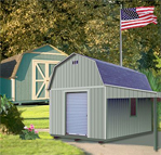 Evergreen wood storage barn