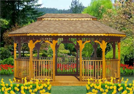 Oval Bella gazebo with optional pagoda roof