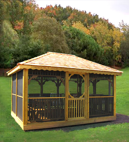 10'x14' Bella Screened Glider House w/Cedar Roof