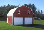 Red metal barn with 3/4 loft